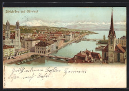 Lithographie Zürich, Zürich-See Und Partie Von Glärnisch  - Sonstige & Ohne Zuordnung