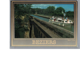 BEZIERS 34 - Le Pont Canal Promenade Sur Le Canal Du Midi Bateau Touristique Carte Vierge - Beziers