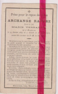 Devotie Doodsprentje Overlijden - Archange Rappez ép. Marie Verbarne - Mouscron 1865 - 1912 Moeskroen - Obituary Notices