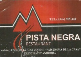 Carte De Visite AUTO COLLANT   ANDORRE ANDORRA  Pas DE LA CASA PISTA NEGRA Restaurant - Cartes De Visite