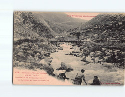 L'HOSPITALET : Passerelle De Sainte-Suzanne Et Laveuses Au Bord De L'Ariège - état - Autres & Non Classés