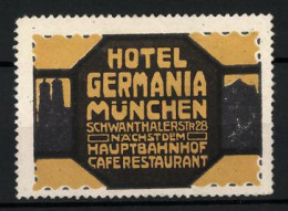 Reklamemarke München, Hotel Germania, Schwanthalerstr. 28  - Erinnofilie