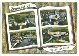 CPSM Multivues 41 - SELLES Sur Cher - Vues Aériennes (Vue D'ensemble, Château, Usine Céramique,...) - Selles Sur Cher