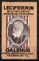 Reklamemarke Schweizer Bundespräsident Forrer, Leciferrin Kräftigungspräparat, Galenus GmbH, Frankfurt A. M.  - Erinnophilie