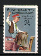 Reklamemarke Ackermann's Schlüsselgarn - Beste Deutsche Nähgarne, Student Näht Seine Jacke  - Vignetten (Erinnophilie)