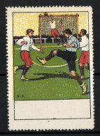 Reklamemarke Sport, Fussball, Spieler Schiessen Auf's Tor  - Vignetten (Erinnophilie)