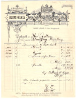 Facture Strassburg 1896, Blum Frères, Manufacture De Soieries De Lyon, Königliche Armoiries  - Altri & Non Classificati