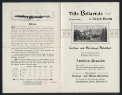 Werbeprospekt Bade-Baden, Familien-Pension Villa Bellavista, Ansicht Der Pension Und Der Natur  - Ohne Zuordnung