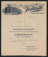 Briefkopf Zürich, Jordan & Co., Spezial-Loden-Geschäft, Geschäftshaus Bahnhofstrasse / Rennwegplatz  - Suiza