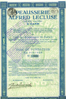 PEAUSSERIE ALFRED LECLUSE; Part De Fondateur - Tessili