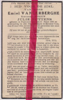 Devotie Doodsprentje Overlijden - Emiel Vanlerberghe Echtg Julie Nuttens - Passendale 1850 - Beveren IJzer 1935 - Obituary Notices