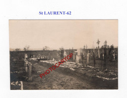 St LAURENT-62-Cimetiere-Tombes-CARTE PHOTO Allemande-GUERRE 14-18-1 WK-MILITARIA- - War Cemeteries