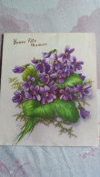 CPSM DOUBLE 4 PANS 3 D RELIEF SYSTEME POP UP  BONNE FETE MAMAN BOUQUET DE FLEURS VIOLETTES FORMAT 13 PAR 16 CM - Mother's Day