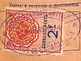 Connaissement  Casablanca à Bordeaux 1924 Avec Timbre Fiscal Connaissement Royaume Maroc 2 F Et France 1 F 2/10 - Storia Postale