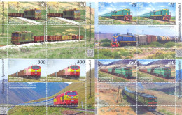 2024.Kyrgyzstan, , Locomotives Of Kyrgyzstan, 2 Sets + Labels,  Mint/** - Kirghizstan