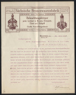 Briefkopf Magdeburg 1910, Otto Grellmann, Sächsische Broncewarenfabrik, Ansicht Zweier Kronleuchter  - Autres & Non Classés