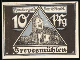 Notgeld Grevesmühlen 1922, 10 Pfennig, Kirche  - [11] Local Banknote Issues