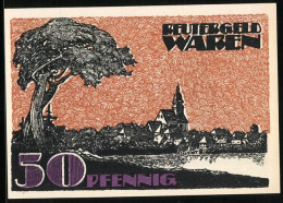 Notgeld Waren 1921, 50 Pfennig, Uferpartie Mit Kirche  - [11] Emisiones Locales