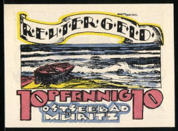 Notgeld Müritz /Ostsee 1922, 10 Pfennig, Segelschiff, Boot Am Meer  - Lokale Ausgaben