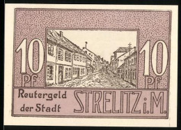 Notgeld Strelitz I. M. 1922, 10 Pfennig, Strassenpartie, Windmühle  - Lokale Ausgaben