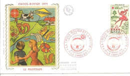 FRANCE - FDC - CROIX ROUGE 1975 - Le Printemps - LE CREUSOT - Sur Soie - 1970-1979
