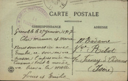 1917  C P  Cachet  " HOPITAL COMPLEMENTAIRE De L' AIGLE GRENOBLE " Envoyée Au FRENEY D'OISANS - Cartas & Documentos