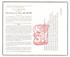 DP Nelly De Meyer / Martens 11j ° Zwijnaarde 1937 † Gent 1948 De Neve Vanderheyden Muyt De Bosschere Nottebaert Verleyen - Images Religieuses