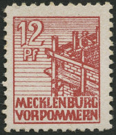 MECKLENBURG-VORPOMMERN 36xc **, 1946, 12 Pf. Lebhaftbraunrot, Kreidepapier, Pracht, Gepr. Kramp, Mi. 200.- - Autres & Non Classés