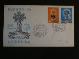 DO17  ANDORRA  LETTRE FDC  1974  +AFF. INTERESSANT ++ - Lettres & Documents