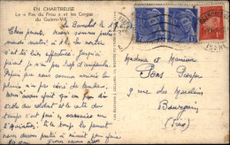 1914  C P   T P  Mercure 2 X 10c Bleu + Petain 1f Rouge  Envoyée à BOURGOUIN - Brieven En Documenten