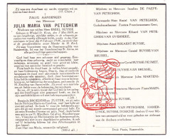 DP Voorz. Gilde Bassevelde - Julia Van Peteghem ° Sint-Kruis-Winkel 1889 † Gent 1946 Buysse De Paepe Overbeke Hamerlinck - Images Religieuses