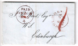 2577 MELROSE SCOTLAND TO EDINBURG 1845 COVER GREAT BRITAIN - 1840 Mulready-Umschläge