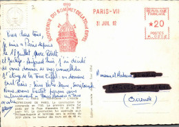 N°42438 Z -EMA Rouge  -souvenir Du Sommet De La Tour Eiffel- - EMA ( Maquina De Huellas A Franquear)