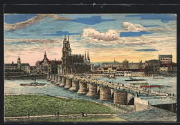 Künstler-AK Dresden, Blick über Die Elbe Auf Die Altstadt  - Dresden