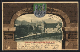 AK Bruck A. M., Schloss Kleinlichtenstein Durch Tor, Wappen, Passepartout  - Altri & Non Classificati