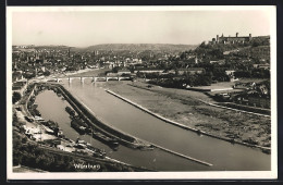 AK Würzburg, Ortsansicht Mit Hafen Und Brücke Aus Der Vogelschau  - Wuerzburg