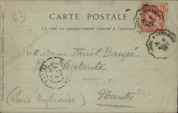 1903  CAD  Convoyeur De USSEL à CLERMONT   Envoyée à NANTES - Storia Postale