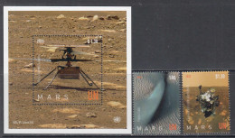 2022 United Nations New York Space Exploration Astronomy Cpl Set Of 2 + Souvenir Sheet  MNH @ BELOW FACE VALUE - Nuevos