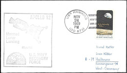 US Space Cover 1969. "Apollo 12" Recovery USS Hawkins - Stati Uniti