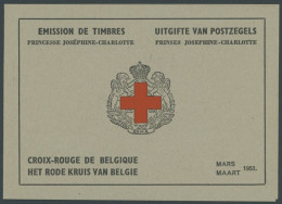 BELGIEN MH I **, 1953, 2 Fr. Rotes Kreuz Im Markenheftchen, Oberer Heftchenblatttext In Französisch, Pracht, Mi. 80.- - Other & Unclassified