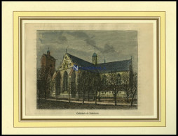 PADERBORN: Die Kathedrale, Kolorierter Holzstich Um 1880 - Prenten & Gravure