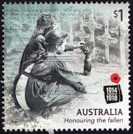 AUSTRALIA 2018 $1 Multicoloured, Centenary Of WWI: 1918 - Honoring The Fallen-Laying Of Flowers Used - Gebruikt