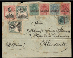 2579 SPAIN ESPAÑA ALFONSO XIII MEDALLÓN UPU AIR MAIL FLIGHT BARCELONA TO ALICANTE VERY RARE - Lettres & Documents