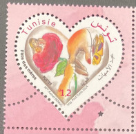 2024 Tunisie Tunisia Fête Mère Mother Day Heart Rose Odd Shaped Stamp New Superb - Muttertag