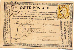 Ain - CPP (20/10/1876) Affr N° 55 Obl Tàd Type 17 Marboz (Bureau Rare) - 1849-1876: Période Classique