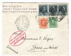 2580 SPAIN ESPAÑA ALFONSO XIII VAQUER GRAF ZEPPELIN SEVILLA FRIEDRIHSHAFEN GERMANY AIR MAIL FLIGHT 1930 - Storia Postale