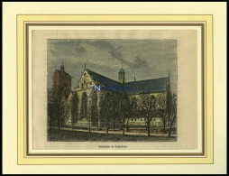 PADERBORN: Die Kathedrale, Kolorierter Holzstich Um 1880 - Estampes & Gravures