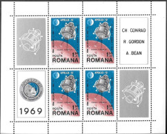 Romania Space S/ Sheet 1969 MNH. "Apollo 12" Moon Landing - Europe