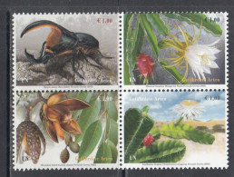 2022 United Nations Vienna Endangered Species Flora Insects Cactii Complete Block Of 4 MNH @ BELOW FACE VALUE - Neufs