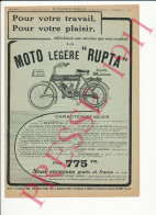 (avec Défaut) Publicité 1911 Moto Légère Rupta Motocyclette Ancienne Vintage 216CH22 - Reclame